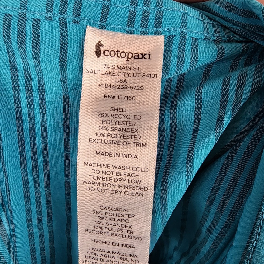 Cotopaxi Blue Striped Button Front Short Sleeve Shirt Men's Size Large - Picture 6 of 6